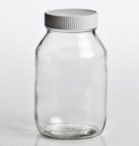 Bottle, Standard Jar Clear Glass Wide-Mouth, 32 oz., Level 1 with PTFE-lined Cap, 12/CS, QEC, 1113-0032