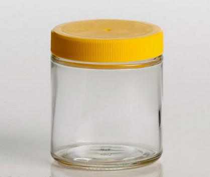 Bottle, Wide Mouth, Clear Glass, 4 oz. / 125 mL, with Teflon Lined Polypropylene Cap, Precleaned to EPA Standards,  QEC, 2114-0004