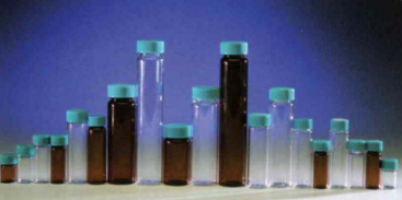 Vials, Clear Borosilicate Screw-Threaded with Teflon Foam Lined Caps, 60 mL, 144/PK